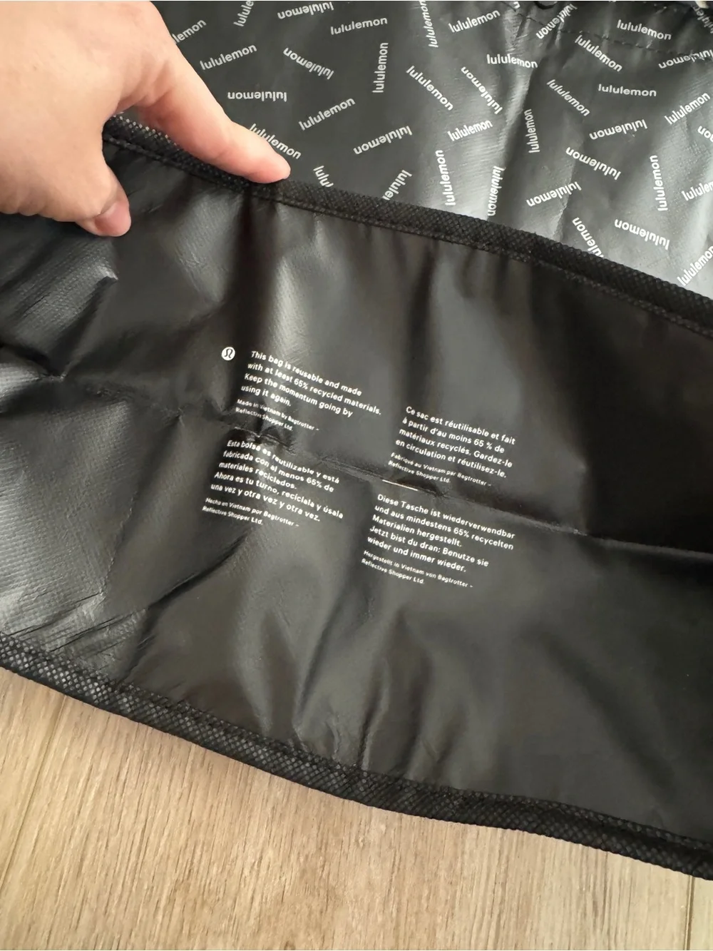 lululemon athletica Black Reusable Tote Interior with Logo Print
